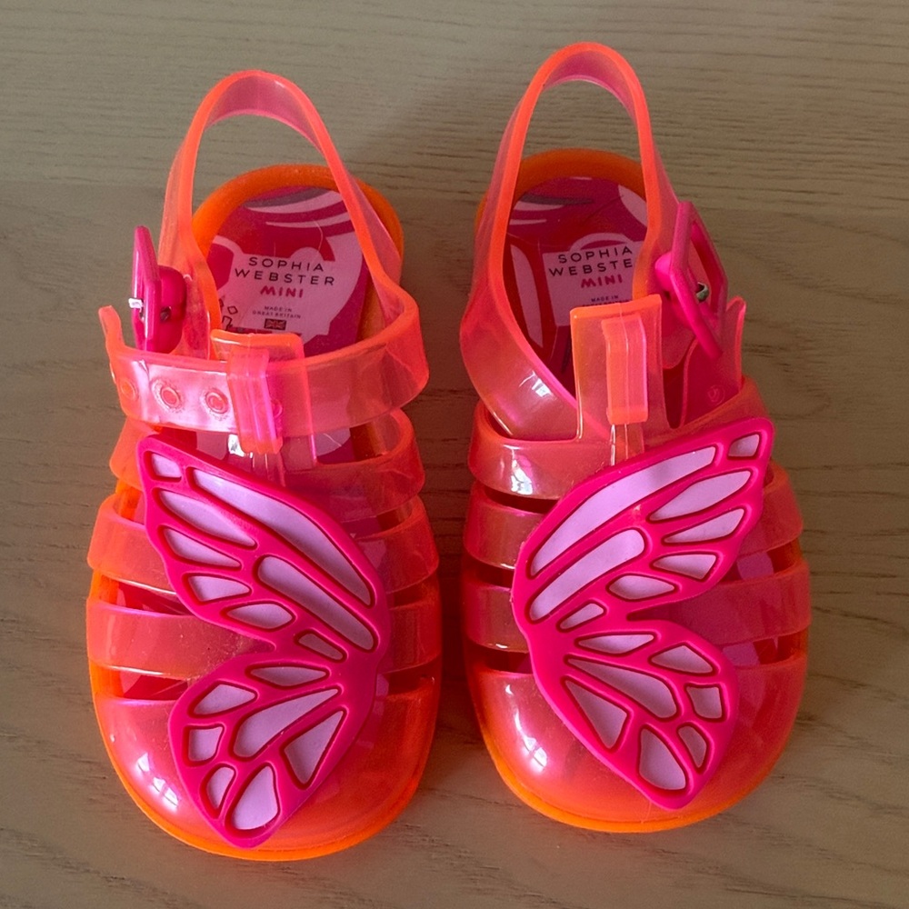 Sophia Webster Mini Neon Pink and Orange Butterfly Sandals